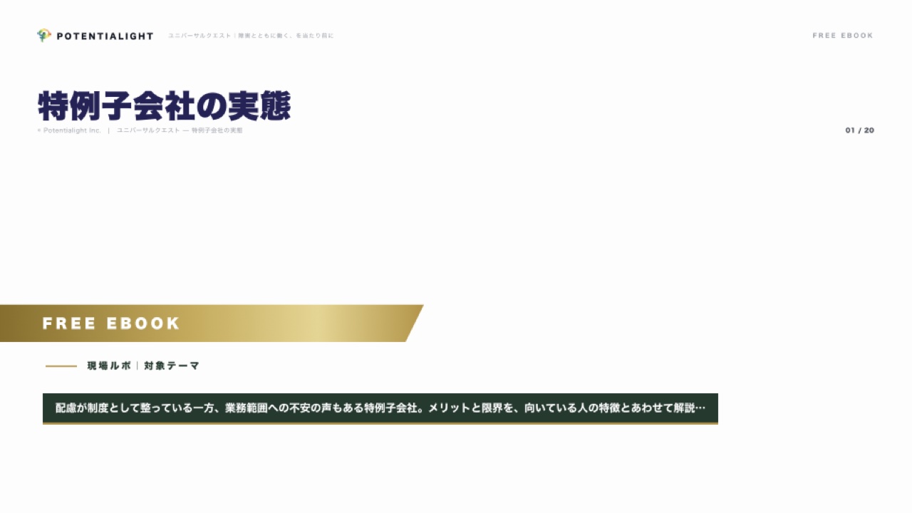 特例子会社の実態 — メリットと限界、向いている人 eBook表紙