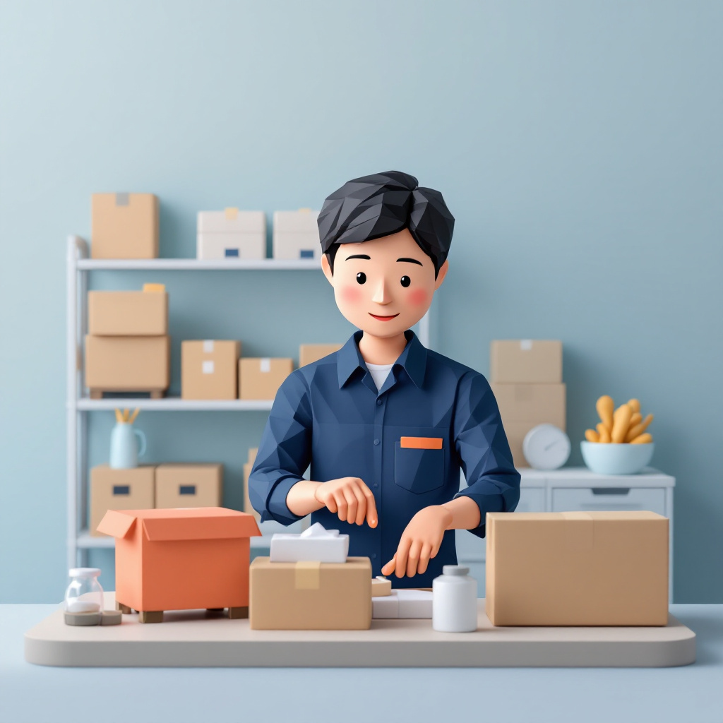 軽作業・検品・梱包のキャラクターイラスト