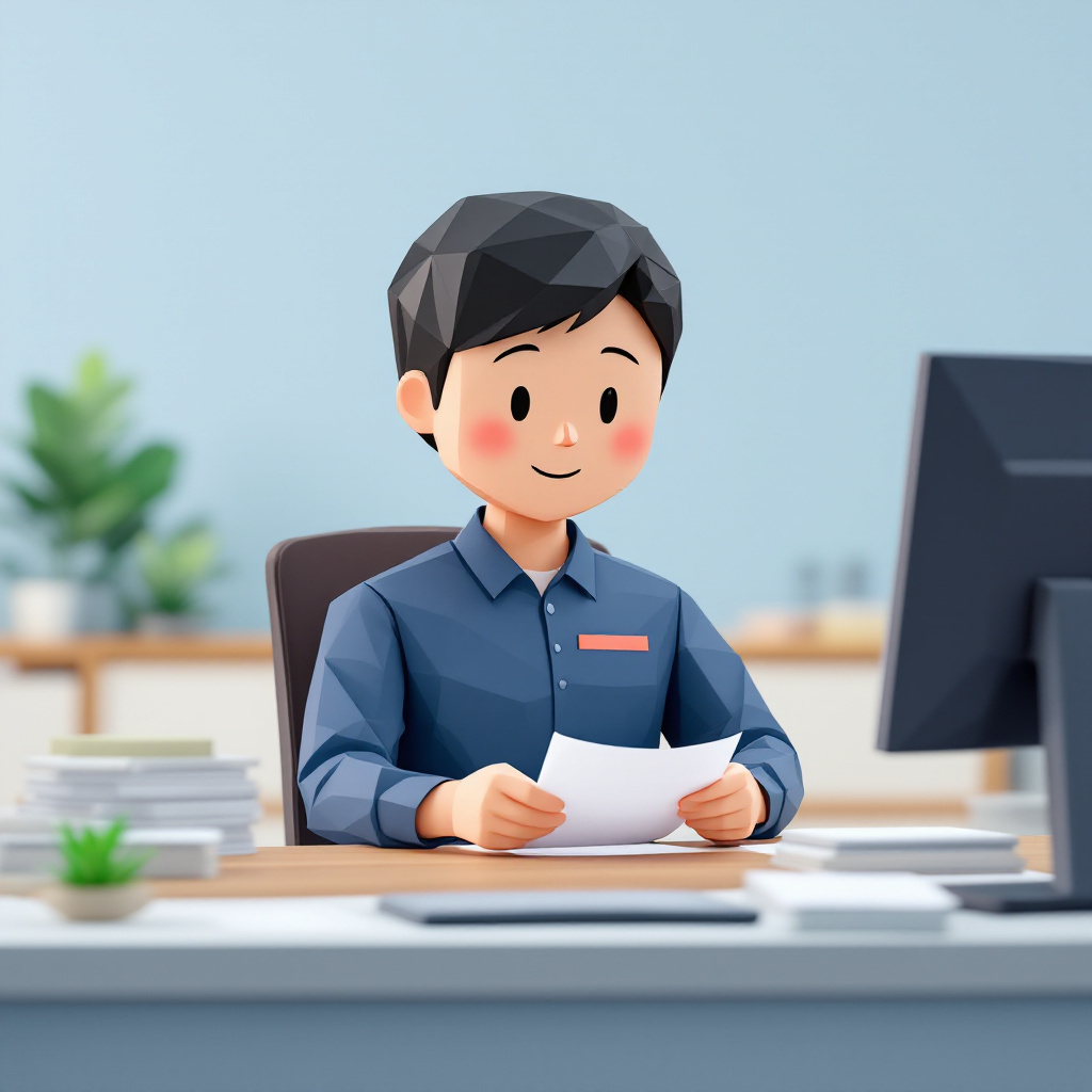 特例子会社スタッフ（事務・サポート業務）のキャラクターイラスト